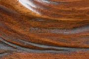 ROBERT PRENZEL fine Australian carved blackwood octagonal lidded pedestal wood box with impressively carved female portrait to the top, and beautifully carved stylized lion handles, signed "R. Prenzel" on the lid, early 20th century. - 3