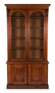 An antique Australian cedar library bookcase, Melbourne origin, circa 1870, 235cm high, 126cm wide, 50cm deep