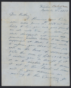 A LETTER HOME John Mulheron, of Windsor NSW, writes in Sept.1853 to his "Dear Brother" : "....if you determine on comeing to this Countrey go to the Bishop and he will direct you how to come to this Country as you must bare in minde I am advanced in years and getting past labouring hard, but if you come fear not but you will do well. Any industreous person can do well here either labourer or tradesman of any description not to speak of our gold mines which I believe are inexaustable.