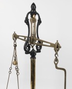 BANKER'S SCALES antique brass and iron example by AVERY, 19th century, 84cm high. ​​​​​​​PROVENANCE: Private collection Bendigo - 2