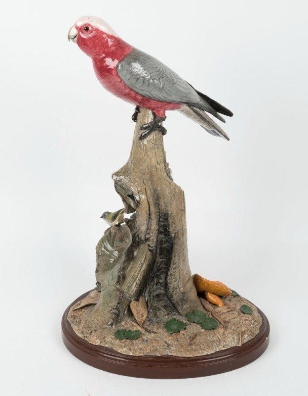 MICHAEL LEWIS "Galah With Thornbill" ceramic statue, limited edition 4/50, (A/F), signed and titled on the base, ​​​​​​​53cm high