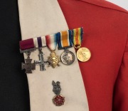 BRITISH MESS JACKET named to the Victoria Cross recipient Lt. Col. Harry Daniels V.C. The red wool jacket with white shawl collar and pointed cuffs, interior with tailor's label "Capt. H. Daniels V.C.". Accompanied by an original set of dress miniature me - 2