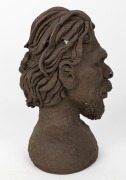 PAT GORMLEY pottery bust of an Aboriginal man, incised signature to base, ​​​​​​​37cm high - 2