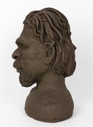 PAT GORMLEY pottery bust of an Aboriginal man, incised signature to base, ​​​​​​​37cm high - 4