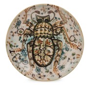 ARTHUR MERRIC BOYD&nbsp; pottery fruit bowl adorned with hand-painted Christmas beetle, incised "Arthur Merric Boyd", 4cm high, 25cm diameter