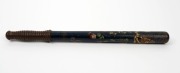 An antique truncheon with original blue painted finish, detailed with gilded highlights and Queen Victoria cypher "V. R.", 47cm long - 2