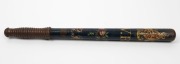 An antique truncheon with original blue painted finish, detailed with gilded highlights and Queen Victoria cypher "V. R.", 47cm long - 3