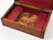 An antique Australian work box, houn pine and cedar with whale baleen inlay. Interior fitted with lift out compartment tray and two secret drawers. Tasmanian origin, 19th century, 10cm high, 27cm wide, 18cm deep - 3