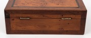 An antique Australian work box, houn pine and cedar with whale baleen inlay. Interior fitted with lift out compartment tray and two secret drawers. Tasmanian origin, 19th century, 10cm high, 27cm wide, 18cm deep - 5