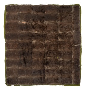 A rare antique Australian buggy rug made from 51 platypus pelts with original green velvet backing (margins trimmed), 19th century, 174 x 175cm