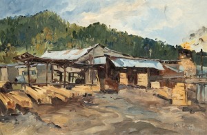 CRISS CANNING (1947 - ), Buckley's Mill, Euroa, 1977, oil on canvas board, early signature lower right "Chris Canning", titled in the artist's hand verso, 50 x 75cm, 67 x 92cm overall