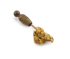 A handsome gold nugget specimen stickpin, 19th century, ​​​​​​​5.4 grams not including clasp