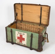 World War One field hospital case, canvas, leather, wicker and rope with iron fittings, ​​​​​​​37cm high, 75cm wide, 35cm deep - 3
