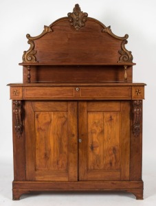 An antique Australian chiffonier, cedar with cypress panel doors and starburst inlaid decoration in ebony and pine, with pine stringing to the drawers, South Australian origin, 19th century, 174cm high, 113cm wide, 52cm deep