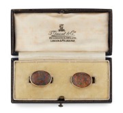 A pair of antique cufflinks, 9ct gold and opal doublets, housed in a Thomas Gaunt & Co. box - 2