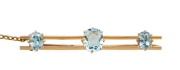 AUGUSTUS LUDWIG BRUNKHORST&nbsp;stunning antique Australian 18ct yellow gold brooch, set with three impressive aquamarines, 19th/20th century, stamped "A.L.B. 18ct", and housed in original plush fitted case branded "A.L. BRUNKHORST&nbsp;LATE STEINER JEWELLER, ADELA - 2