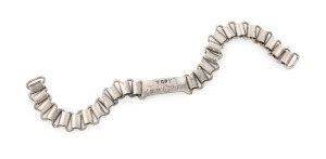 A rare antique Australian silver dog collar, engraved "TOBY, LORNE, 17th Oct. 1883", 30.5cm long, 52 grams