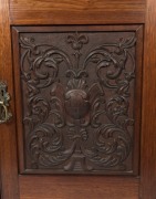 A fine and impressive antique Australian blackwood sideboard with ornate carved panels and unusual turned columns, Melbourne origin, 19th century. 238cm high, 183cm wide, 63cm deep. - 3