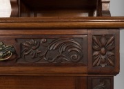 A fine and impressive antique Australian blackwood sideboard with ornate carved panels and unusual turned columns, Melbourne origin, 19th century. 238cm high, 183cm wide, 63cm deep. - 5