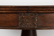 Anglo-Indian antique padouk&nbsp;tilt top centre table with impressively-carved pedestal&nbsp;base, circa 1835. 75cm high, 152cm diameter. - 2