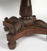 Anglo-Indian antique padouk&nbsp;tilt top centre table with impressively-carved pedestal&nbsp;base, circa 1835. 75cm high, 152cm diameter. - 4