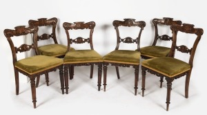 Anglo-Indian harlequin set of six rosewood dining chairs. 19th century.