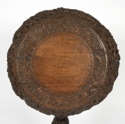 Anglo-Indian ornately-carved padouk&nbsp;tilt-top table, 19th century. 73cm high, 67cm wide. - 2