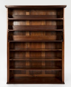 An Australian cedar office cabinet with adjustable shelves and slides, 156cm high, 121cm wide, 33cm deep.