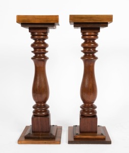 A pair of timber pedestals, made from reclaimed timbers, 74cm high.