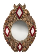 A rare pair of Australian folk art shell framed mirrors, 19th century, 55 x 38cm each  - 3