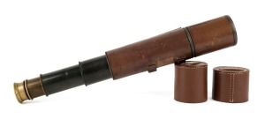 An antique expanding telescope by BROADHURST CLARKSON & CO LTD., of London, with original leather fittings, ​​​​​​​extends to an impressive 105cm long