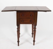 An antique Australian drop-side&nbsp;work table with moulded perimeter top, two drawers and baluster legs, 19th century, 72.5cm high, 45.5cm wide (88cm extended), 43cm deep - 2