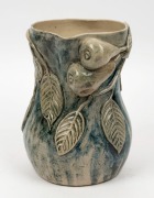 MERRIC BOYD impressive pottery jug adorned with applied pears, leaves, and branch handle, plus hand-painted finish. Incised "Merric Boyd, 1936" 23cm high, 21cm wide - 2