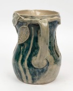 MERRIC BOYD impressive pottery jug adorned with applied pears, leaves, and branch handle, plus hand-painted finish. Incised "Merric Boyd, 1936" 23cm high, 21cm wide - 4