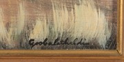 DICK (GOOBALATHELDIN) ROUGHSEY&nbsp;(1924-1985), (untitled, five women in landscape), oil on board, signed lower right "Goobalatheldin", and date '71 lower left, 1971 Cairns Post newspaper clipping verso, 40 x 60cm, 48 x 69cm overall - 3