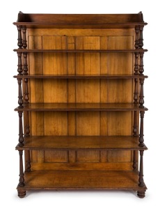 Antique Australian cedar open front waterfall bookshelves, mid 19th century, 164cm high, 115cm wide, 36cm deep