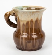 REMUED brown and cream glazed pottery vase with applied koala and branch handle, incised "Remued, 194/4", 11cm high - 4