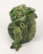 V.A.P. (VICTORIA ART POTTERY) rare green glazed pottery grotesque by WILLIAM FERRY, 19th/20th century, stamped "V.A.P. W.F.", 17cm high - 2