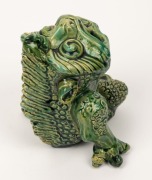 V.A.P. (VICTORIA ART POTTERY) rare green glazed pottery grotesque by WILLIAM FERRY, 19th/20th century, stamped "V.A.P. W.F.", 17cm high - 3