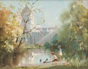 IVARS JANSONS (1939-2017), Melbourne Exhibition Buildings, oil on canvas board, signed lower right "Ivars Jansons", 19 x 24cm, 27 x 32cm overall