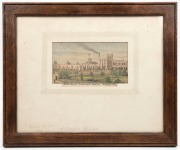 "AITKEN'S BREWERY, VICTORIA PARADE, MELBOURNE, ESTABLISHED 1854", colour lithograph of the new Carlton Brewery on the corner of Powlett Street in East Melbourne, circa 1860, ​​​​​​​10 x 18cm, 33 x 41cm overall - 2