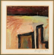 BURGESS, untitled abstract, oil on canvas on board, signed lower right "Burgess, '84", ​​​​​​​14 x 14cm, 37 x 37cm overall