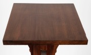 An Australian solid blackwood Arts & Crafts pedestal with square top, tapering trunk and eight shaped brackets, 20th century, ​​​​​​​116cm high, 29cm wide, 62cm deep - 3