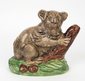 BOSLEY pottery koala statue, 22cm high, 26cm wide.
