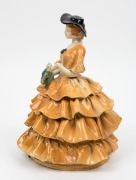 MARGUERITE MAHOOD pottery statue of a lady in a&nbsp;crinoline dress, incised "Marguerite Mahood", 23cm high - 2