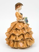 MARGUERITE MAHOOD pottery statue of a lady in a&nbsp;crinoline dress, incised "Marguerite Mahood", 23cm high - 4