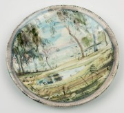 ARTHUR MERRIC BOYD and NEIL DOUGLAS pottery bowl with hand-painted scene of kangaroos in landscape, signed "Peppermint Gums - Australian Morning, From Sketch Made at Mt Dandenong, Australia, Neil Douglas, 1955", 19cm diameter - 3