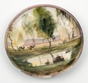 ARTHUR MERRIC BOYD and NEIL DOUGLAS pottery dish with hand-painted scene of two kangaroos in landscape with billabong, signed "Australia" and incised "A. M. Boyd", 11.5cm diameter - 3