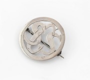 R.R. SARRE of Adelaide, antique Australian silver monogram brooch, circa 1910, stamped "R.R. SARRE, Stg. Sil.". Note: Illustrated in "Australian Jeweller's&nbsp;Gold & Silversmith's, Maker's & Marks", by Cavill, Cocks & Grace, (p. 209). 3.5cm diameter