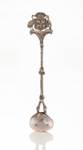 ADVANCE AUSTRALIA sterling silver spoon with Tasmanian shell end, circa 1900, 11cm long